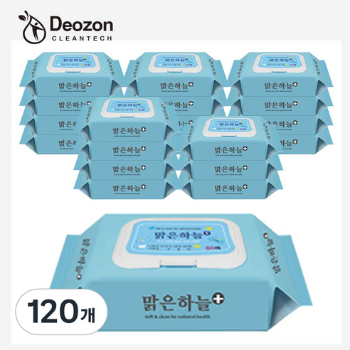 밁은하늘플러스 물티슈 캡형 1억2천만팩 판매, 120개, 80매, 40g