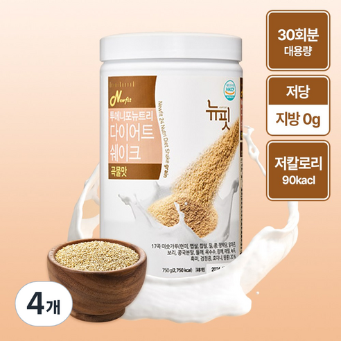 뉴핏 투에니포 뉴트리 다이어트 쉐이크 곡물맛, 750g, 4개