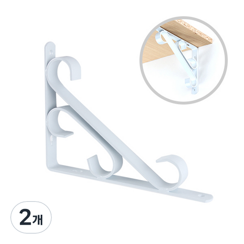 ZIO-BIZ 고강도 선반 받침대 화이트 200mm / 선반지지대 선반브라켓 선반받침 선반고정 벽선반 브라켓 지지대 ㄱ자 꺽쇠 까치발 선반대, 2개