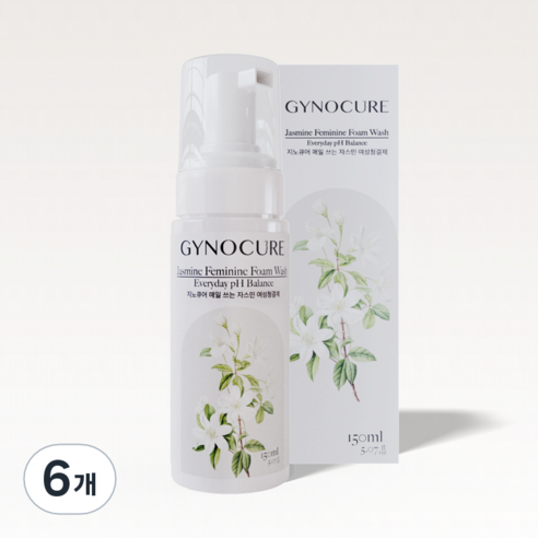 GYNOCURE 지노큐어 매일 쓰는 자스민 여성청결제 약산성 저자극 산부인과 판매용, 6개, 150ml