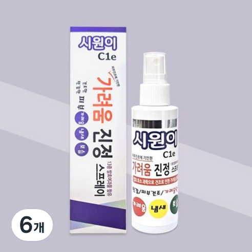 시원이 가려움 진정 스프레이 가려움완화 피부진정 바디미스트 이칭릴리프 약국판매, 6개, 60ml