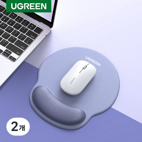 UGREEN 유그린 메모리폼 마우스패드 손목받침대 인체공학적 미끄럼방지 일체형 손목패드, Gray, 2개