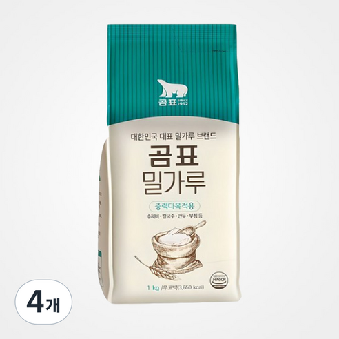 곰표 밀가루 중력다목적용, 1kg, 4개