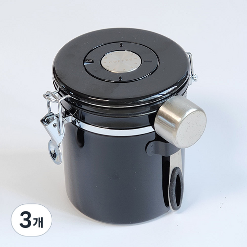 프리즈마 베큠 씰 커피 캐니스터 350g 스테인리스 원두 밀폐용기, 3개, 블랙