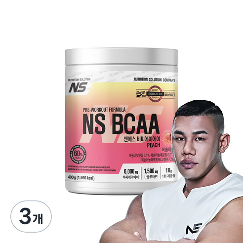 NS BCAA 아미노산 보충제 복숭아맛, 3개, 400g