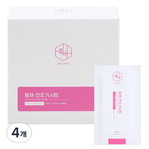 필채 건조기시트 핑크 체리블라썸향, 4개, 40개입