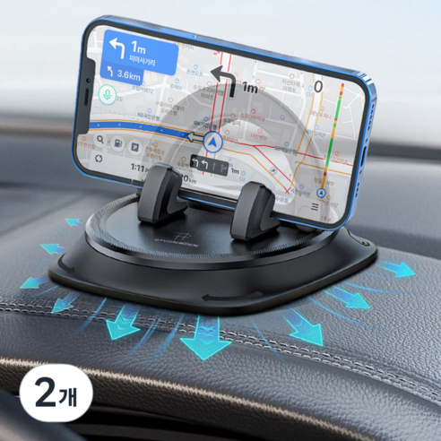 칙슬릭 360도회전 대시보드 차량 휴대폰거치대, 블랙, 2개