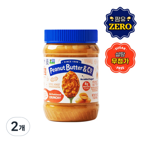 피넛버터앤코 무가당 무설탕 올드패션드 크런치, 454g, 2개