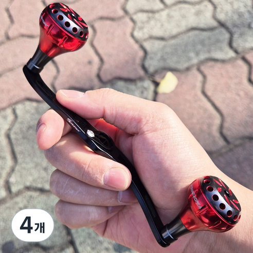 씨호크 베이트릴 파워 더블핸들 파워 130mm 시마노 다이와 호환 삼색 튜닝핸들, 레드, 4개