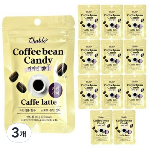 저당 커피사탕 츄블 커피빈 캔디 카페라떼, 240g, 3개