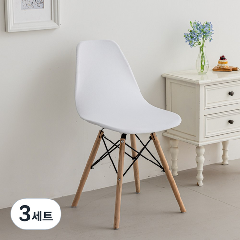 커버무드 고탄력 벨벳 에펠 의자 커버 2개, 3세트, 화이트