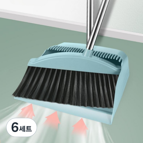 가려거든 깔끔청소 빗자루 쓰레받기 세트, 그린 (빗자루+쓰레받기), 6세트