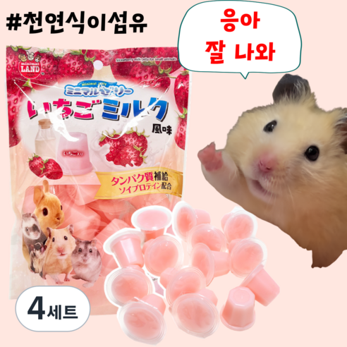 [BEST] 프리미엄 헤어볼예방 천연식이섬유 딸기우유맛 젤리 햄스터 토끼 친칠라 간식, 4세트, 3개