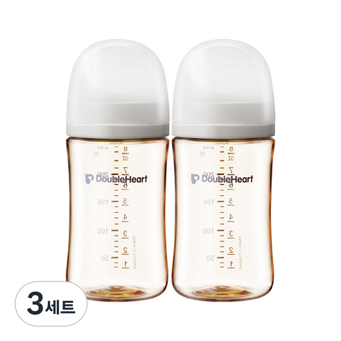 더블하트 모유실감 3세대 PPSU 모먼트 젖병 트윈팩(젖꼭지미포함), 오후의베이지, 240ml, 3세트