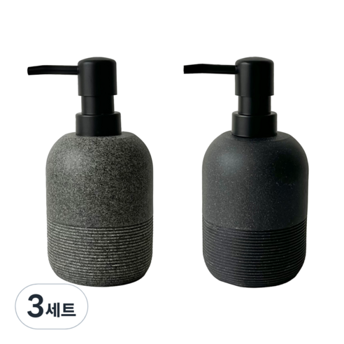 A의취향 클래식 디스펜서 호텔식 핸드워시 주방세제 리필 용기, 3세트, 그레이+블랙