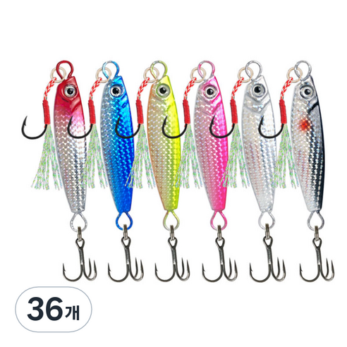 행운을파는낚시 프로모션 메탈지그 6개세트, 30g, 36개, 혼합 색상