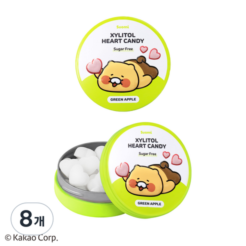 춘식이 자일리톨 사탕 그린애플 수오미 핀란드 무설탕 캔디, 8개, 40g
