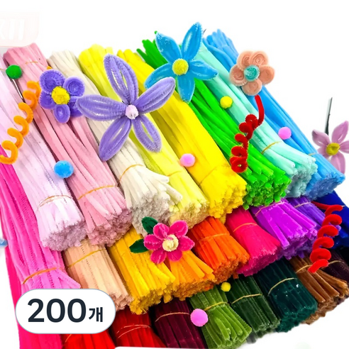 아느캐 DIY 모루철사 털모루 만들기, 200개, 씨그린