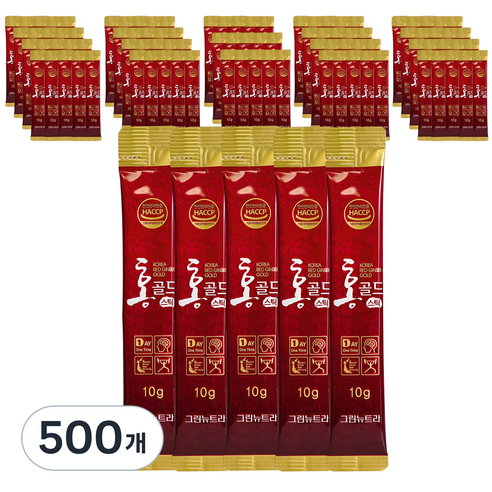 홍골드 6년근 고려홍삼정 진액 액기스 홍삼스틱, 10g, 500개