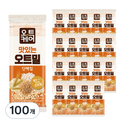 오트케어 맛있는 오트밀 단백질 낱봉팩, 100개, 50g