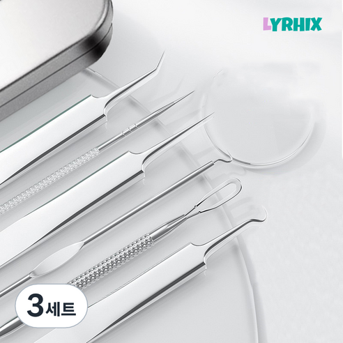 LYRHIX 여드름바늘 피지제거기 여드름압출바늘 여드름압출기 압출바늘, 금속, (6 종 한 벌), 3세트