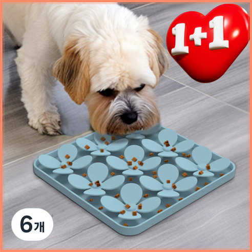 [1+1]뭉구펫 노즈워크 슬로우 강아지 고양이 식기 실리콘, 그린, 6개