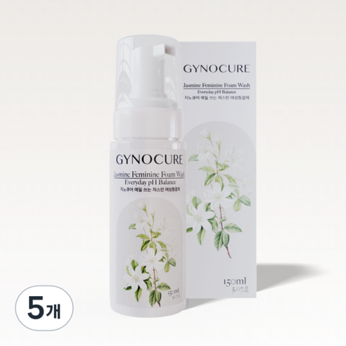 GYNOCURE 지노큐어 매일 쓰는 자스민 여성청결제 약산성 저자극 산부인과 판매용, 5개, 150ml