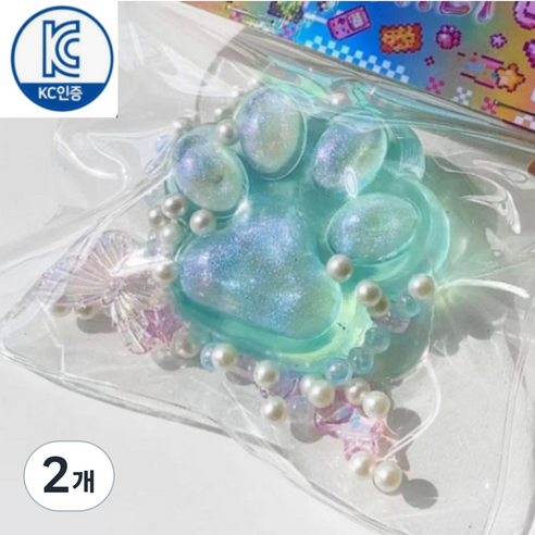 정품 고양이 발바닥 스트레스볼 말랑이 찐득볼 주물럭, 2개, 20g, 민트