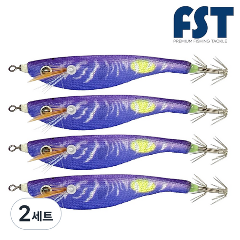 피싱템 한치 삼봉에기 갑오징어에기 FST 블랙타이거스퀴드트랩 ver.2, 2세트, 9g, (08) 케이무라퍼플
