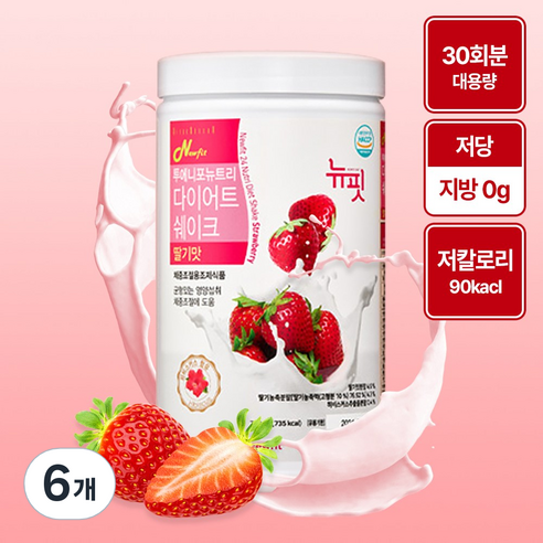 뉴핏 투에니포 뉴트리 다이어트 쉐이크 딸기맛, 750g, 6개