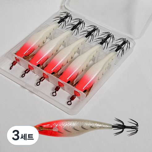 MZT 3D 미니 리플렉스 에기 5종 세트 수평 쭈꾸미 갑오징어 문어 한치, 3세트, 뉴 고추장컬러[5개입], 5.9g