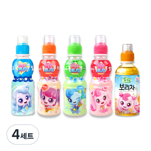 캐치티니핑 페트 음료 5종 밀크맛+사과맛+딸기맛+복숭아맛+보리차, 4세트, 200ml