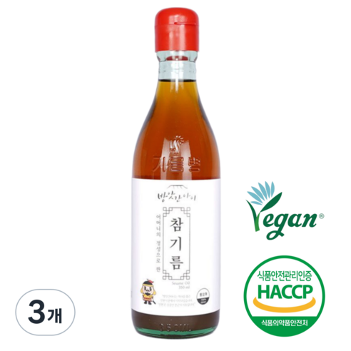 방앗간아이 저온압착 100%통참깨 착한참기름 350ml 비건참기름, 3개
