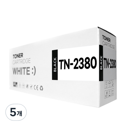 브라더 TN-2380 호환 토너 HL-L2365DW L2360DN MFC-L2700D MFC-L2700DW, 5개, 검정