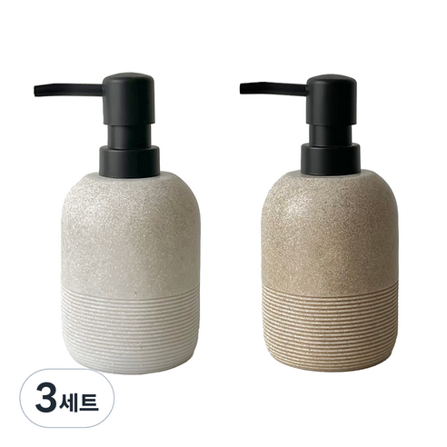 A의취향 클래식 디스펜서 호텔식 핸드워시 주방세제 리필 용기, 3세트, 화이트+베이지