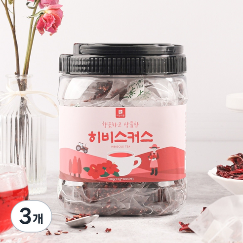 [미세플라스틱 없는 생분해필터] 미담식품 히비스커스 차 삼각티백, 3개, 100개입, 1.2g