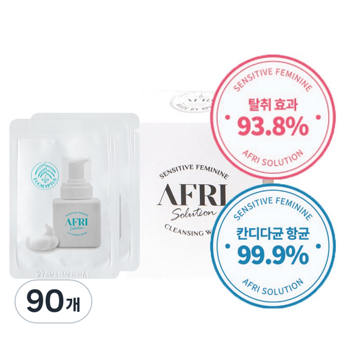 애프리 여성청결제 파우치 휴대용청결제 1BOX 천연 약산성성분 개별포장 일회용청결제 (프로폴리스 함유), 90개, 3ml
