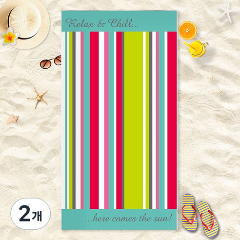 토리모 물놀이 부드러운 비치타올 대형 바스 목욕 수영 수건 150cm, 2개, 레인보우