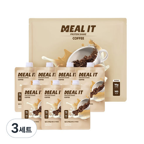 밀잇 식단관리 포켓형 단백질 쉐이크 커피맛, 3세트, 280g