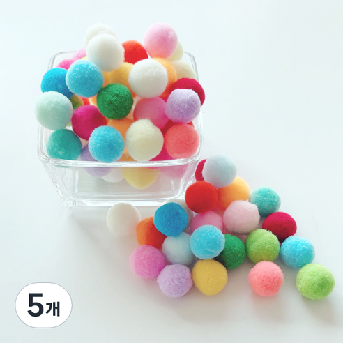 컬러 믹스 폼폼이 뿅뿅이 칼라솜 솜방울 10mm-30mm, 25미리*2봉, 5개, 베이직
