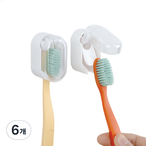 우유닉 칫솔꽂이 걸이 거치대 홀더 커버형, 6개