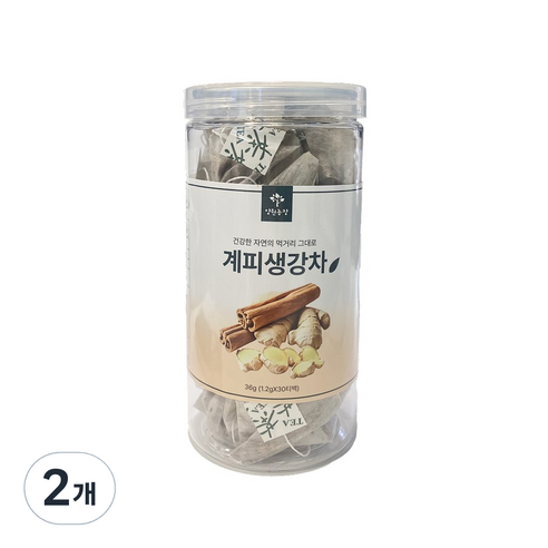 양원농장 실속 원형통 계피생강차, 2개, 30개입, 1.2g