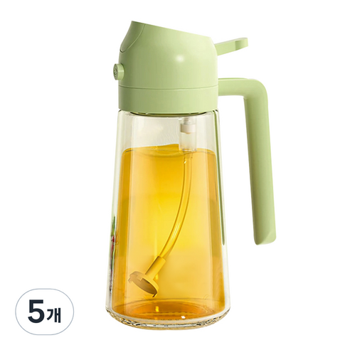 아케이바이 오일 스프레이용기 고강도 유리병 (스프레이타입+붓는 타입) 연두, 5개, 470ml