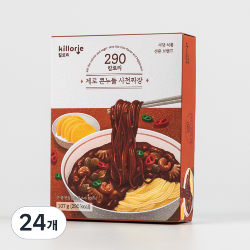 저칼로리 저당 제로콘누들 다이어트 사천 짜장 라면, 24개