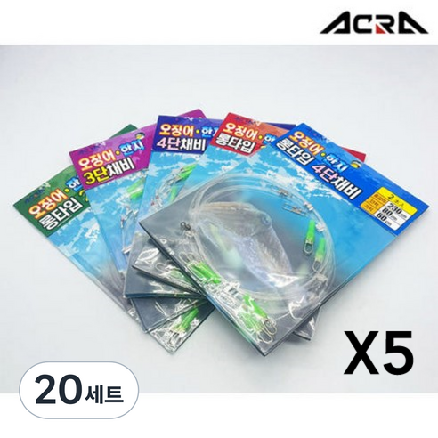 아크라 한치 오징어 롱타입 채비, 20세트, 2개입