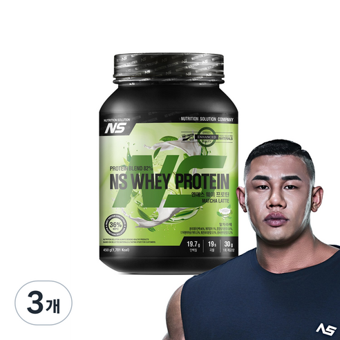 NS 웨이 프로틴 말차맛 헬스보충제 단백질보충제, 3개, 450g