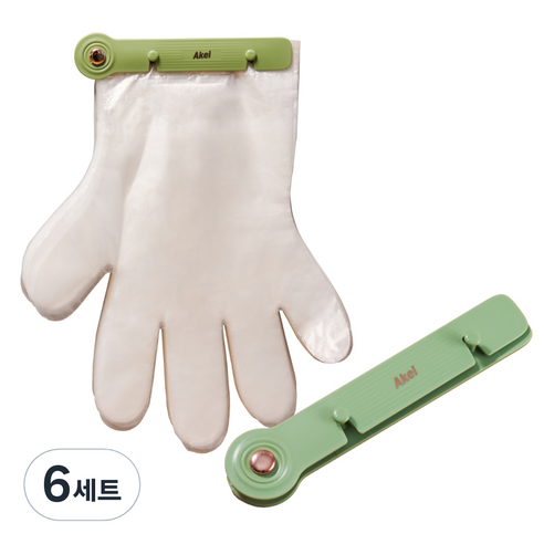 아케이바이 비닐장갑 홀더+비닐장갑 그린, 6세트, 200개입