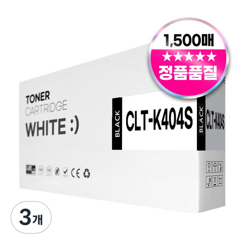 삼성 SL-C483W SL-C483FW SL-C433 SL-C432 SL-C430 SL-C482W C482FW 호환토너, 3개, CLT-K404S 검정