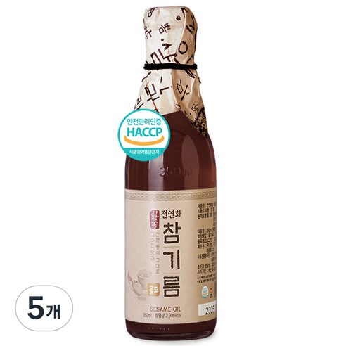 시장쏙 전연화 참기름 골드, 5개, 350ml