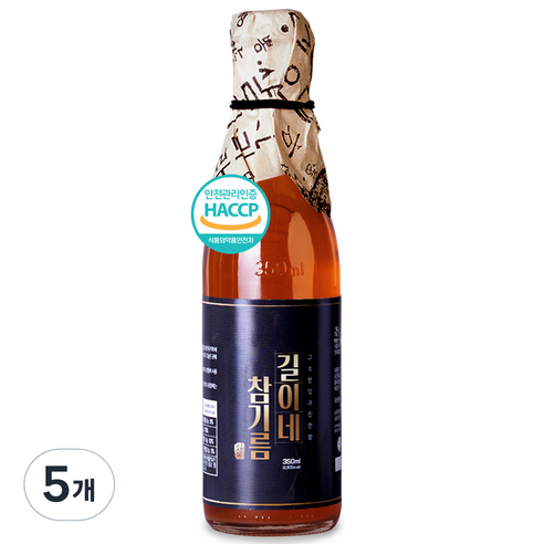시장쏙 고소한 길이네 참기름, 5개, 300ml